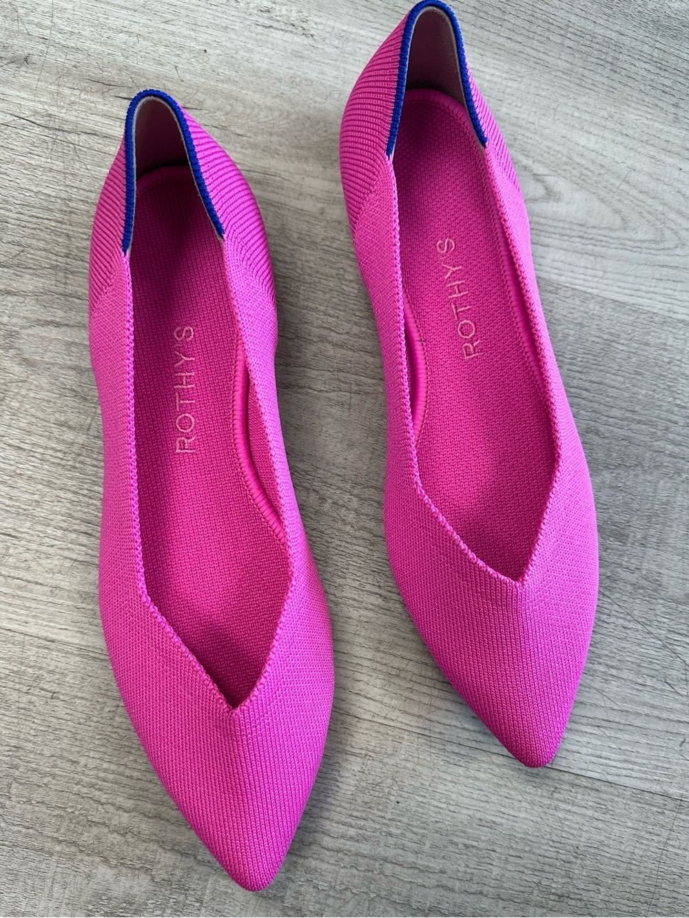 Rothy's Pointed Knit Flats in Bright Pink